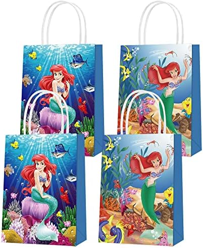 Rahyma 16 PCS Little Mermaid Party Papir Poklon torbe, 2 stilove za zabavu za zabavu za male sirene ukrase za rođendanske zabave, dobre