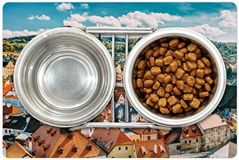 Prijenosna Europska prostirka za kućne ljubimce za hranu i vodu pastoralni izgled Češke jesenske sezone Europska gotička Građevinska