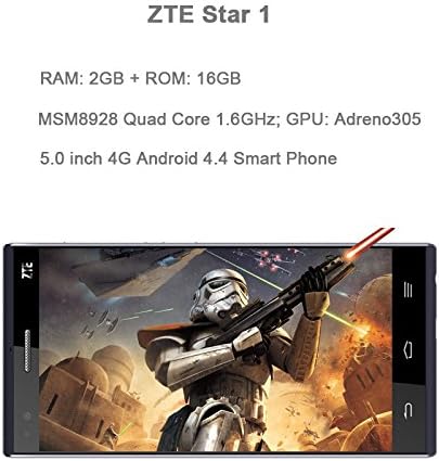 ZTE STAR 1, 2GB+16GB 5,0 inčni 4G Android 4.4 IPS zaslon pametni telefon, Qualcomm Snapdragon MSM8928 Quad Core 1,6GHz, Black