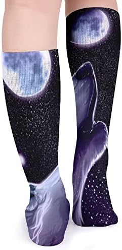 Wolf Moon Sportske čarape tople cijevi čarapa Visoke čarape za žene muškarce koji trče casual party