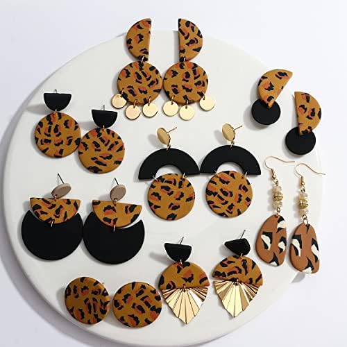 Zboro Vintage jedinstvene nepravilne leopard geometrijske naušnice od gline za žene izjava polimerna glina Big davanje naušnice u padu-89698