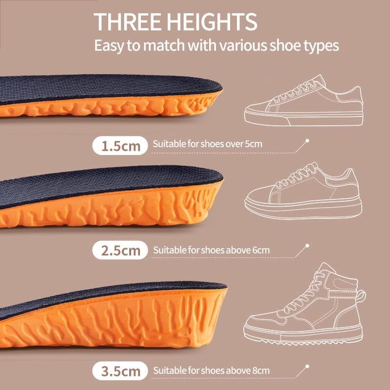 Ulošci za povećanje visine za žene i muškarce nevidljivi pojačivač 1,5-3,5 cm podstava za cipele prozračni uložak