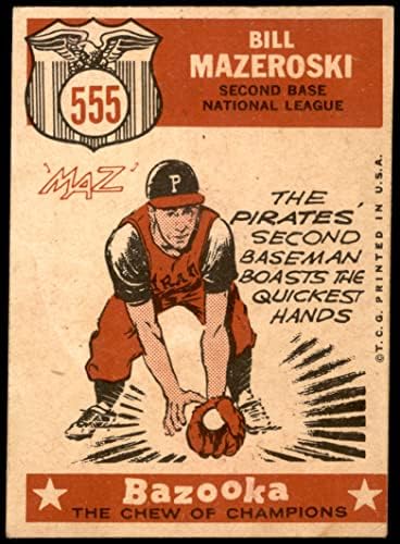 1959. Topps 555 All-Star Bill Mazeroski Pittsburgh Pirates VG Pirates