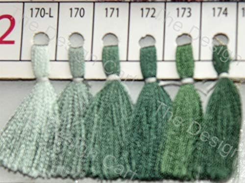 Dizajnerske košarice Olive zelene svilene niti, nijansa u boji 170-L, za vezenje i šivanje