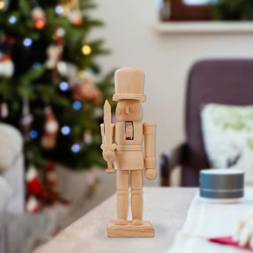 Shamjina Wood Nutcracker Figurine, 0,5 cm/8,07in vojnička lutka neobojena, nedovršeni drveni orah za novogodišnju dječju djecu