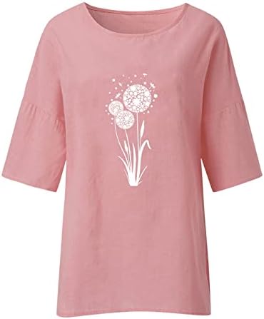 Posteljina odjeća za žene, cvjetna grafika 3/4 rukava O-Neck Odjetna latna vrhunska ljetna majica grafički