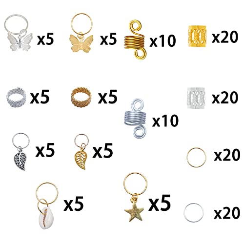 140 PCS Loc nakit za žene dreadlocks pribor za leptir isječnice pletenice kosa nakit zlato i srebrni aluminijski dreadlock perle kose