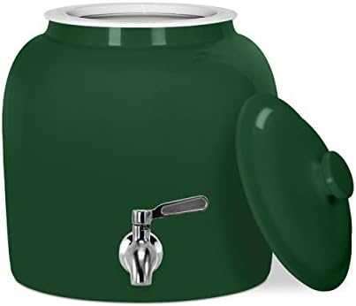 GEO Sports porculanski keramički dozator za vodu, slavina od nehrđajućeg čelika, ventil i poklopac. Odgovara od 3 do 5 galona.