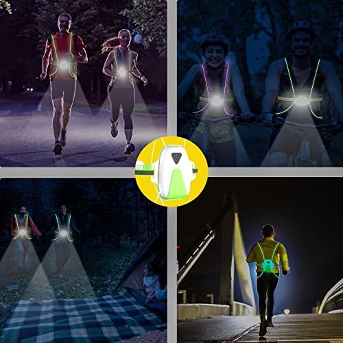Trčanje svjetla za trkače, reflektirajući LED lagani prsluk za noćnu sigurnost, 360 vidljivost prsluka za jogere, USB punjivi svjetlosni