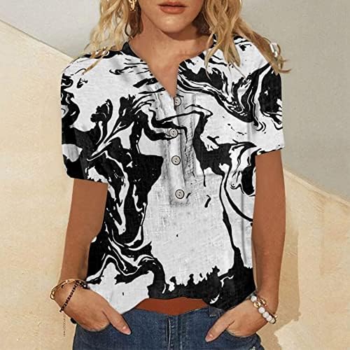 Posteljine majice za žene Odjetna ležerna gumb UP kratkih rukava 3x slatka odjeća Ljetna modna bluza 2023