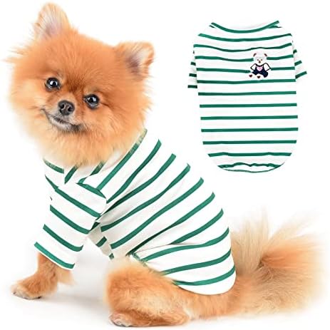 Paideful majica s malim psećim prugastim slatkim medvjedom proljetna ljetna odjeća mekane udobne mačke kostim, zelena, xs