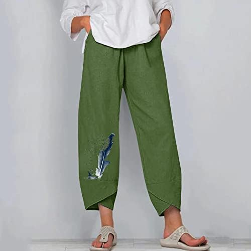 Pamučne lanene hlače za žene, ženske široke ležaljke za noge lagane ljetne labave trenirke salone hlače
