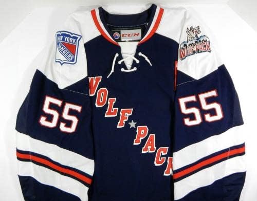 2017-18 Hartford Wolf Pack Ryan Sproul 55 Igra rabljena Blue Jersey 56 DP39126 - Igra korištena NHL dresova