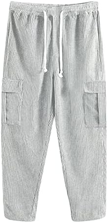 Muške jesenske i zimske čvrste boje corduroy više džepnih hlača visoke ulične hlače casual labave kombinezone hlače teretne hlače dječaci