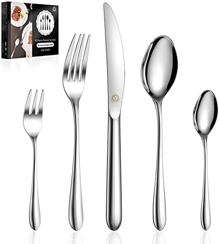 set srebrnog posuđa od 60 komada set pribora za jelo od nehrđajućeg čelika 12, 18/10 set pribora za jelo uključuje noževe / žlice /