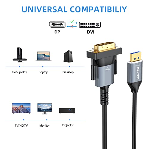 Ukyee DisplayPort za DVI kabel 6ft 1-pack zaslon za DVI adapter mužjaka muškog na muškim, brzim DP-om na DVI kabelu kompatibilan s