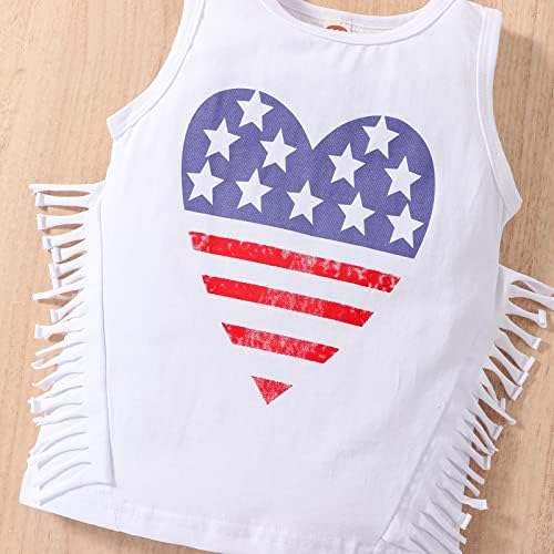 Vivifayee dječje djevojčice Košulja za neovisnost Košulja Tassel Tops traper kratke hlače Set Toddler 4. srpnja odjeće