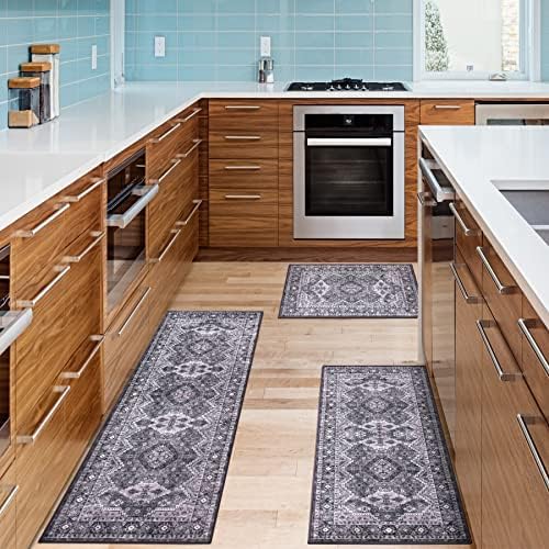 Kuhinjski tepisi 3-dijelni set NEKLIZAJUĆIH kuhinjskih podnih prostirki koje se mogu prati u perilici, boho setovi prostirki, svileni