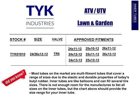 Tyk 24x12-12, 24x12.00-12 ATV UTV OFF CEST GUM UNUTARNJU cijev s Tr6 ventilom
