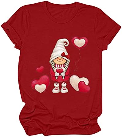 Majice za žene Valentinovo Slatki gnomi Srčani balonski košulje Tunika Ljetni kratki rukavi casual udoban bluza