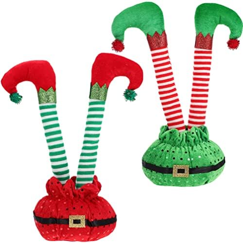 Nuobesty božićni dekor 2pcs božićna vilenjaka punjene noge zaglavljene stablo gornji sjaj božićne elf noge naopačke božićne elf noge