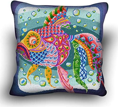 Komplet jastuka Cross Stitch «Kooky Koi», Carps, riba, životinje, veličina In15.7x15.7