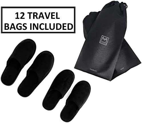 Spa papuče - 12 pari zatvorenih pamučnih baršunastih papuča s putnim torbama – debele, mekane, neklizajuće, jednokratne papuče - 6