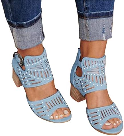 Masbird sandale Žene Drvane, ljetni klin šupljine sandale s nožnim prstima Platforma za kopče na kaiševi vanjskih flip flops sandala