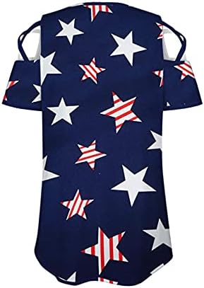 Majica američke zastave za žene seksi zip v majice za vrat šuplje izdubljene kratke rukave 2023 modne bluze