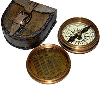 Nautički mesingani morski džep kompas s kožnim futrolom prekrasan poklon