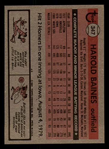 Baseball MLB 1981 Topps 347 Harold Baines NM u blizini Mint RC Rookie White Sox