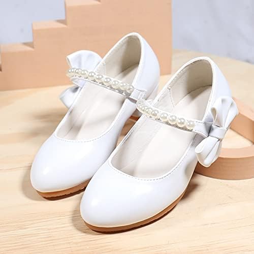 Dječje cipele Dječje kožne cipele Bijeli luk proljeće jeseni Gir High Pete Princess Cipele Pearl Kid Kožne cipele