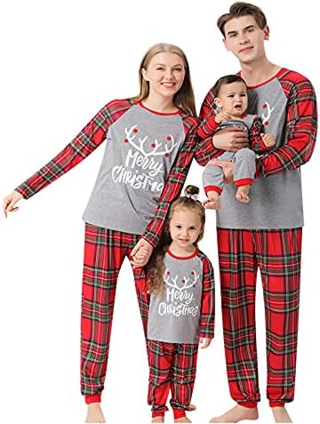 Identični obiteljski pidžama setovi božićna pidžama s natpisom i printom, majica dugih rukava i donje rublje za slobodno vrijeme