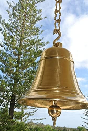 AK Nautical XL Veliki lanca Bell Land School School Polirani mesingani stari stil Hang 21 cm zvono