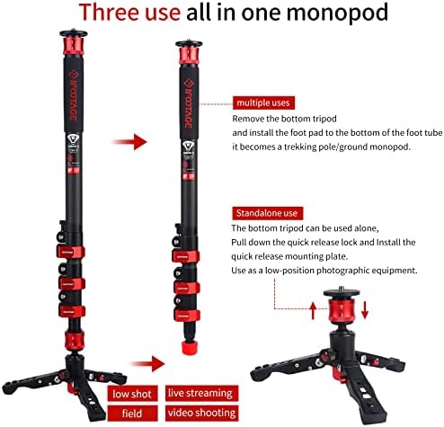 Monopod za kameru od 2 do 180 do 71 inča Monopod od karbonskih vlakana profesionalni video monopod s postoljem za stativ, maksimalno