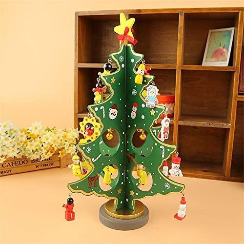 Chdhaltd mini božićno drvce, drveni šareni božićni uradi sam dekor stol za ukrase za božićne darove