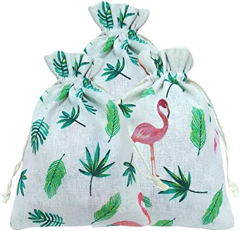 Ljetni tropski listovi, poklon vrećice za Flamingo zabave, poklon vrećica s užetom s temom flaminga, Tiki Luau poklon vrećica za zabavu,