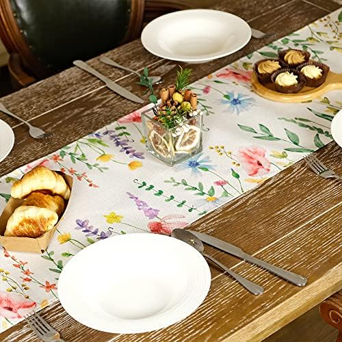 Proljetna stolna staza 13.72 inča akvarel divlji cvijet Seoska kuća rustikalna blagdanska kuhinja dekoracija blagovaonskog stola za