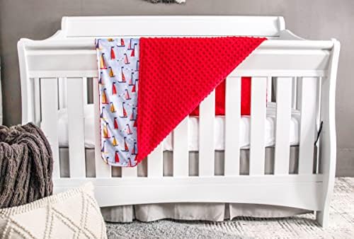 Top Tots Deluxe Minky Baby pokrivač - Jedrilice i galebovi, 40 x 29 inčni crveni