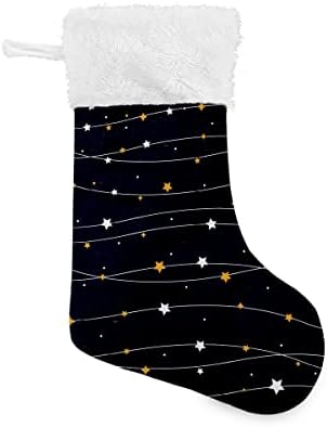 Božićne čarape bijela žuta zvijezda uzorka mornarička pozadina bijela plišana manžetna mercerizirana baršunasta obiteljski odmor personalizirana