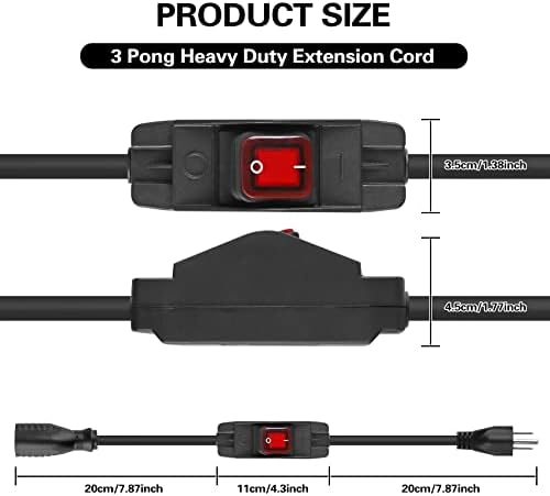 VSEER 3 Outdoor Extension kabel za vanjsko prekidač s prekidačem za uključivanje/isključivanje 3 -prozračni kabel s ugrađenim prekidačem,