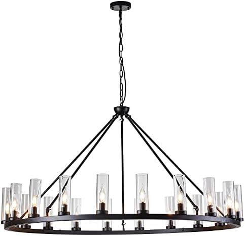 Luster od prozirnog stakla, 52 inča, Seoska kuća u industrijskom stilu, super velika okrugla viseća svjetiljka za dnevni boravak, kuhinju,