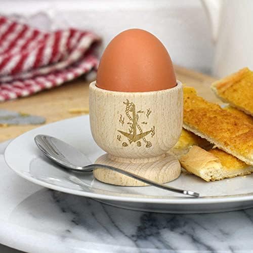 Drvena šalica za jaja sidro i riba
