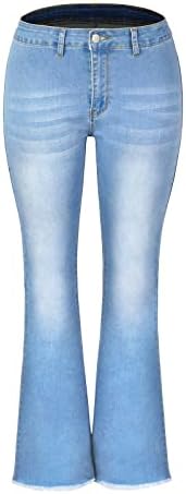 Ženske vintage flare traperice široke noge klasični plamteni traper hlače retro vitke hlače za žene mršavo zvono dno