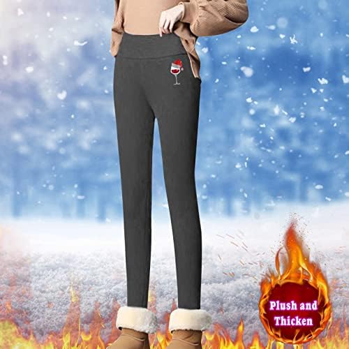 Baršunaste hlače za žene zima Djeda Mraza tople hlače mekane rastezljive plus veličine flece obložene gamaše žene s džepovima