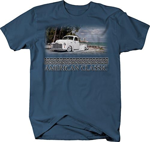 Američki klasični hotrod 1950 -ov kamion kamion prilagođeni majica s plažom hotrod za muškarce