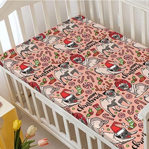 Pug tematski obloženi krevetić, Standard Crib Madrac opremljeni list za malu malu madraca listova za bebe za dječake djevojčice, 28