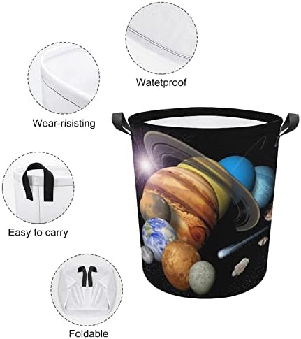 Svemirske solarne planetarne košare za rublje s ručkama vodootporne sklopive okrugle košare za odjeću organizator za pohranu