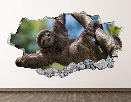 West Mountain Sloth Wall Decal Art Decor 3d razbijena djeca naljepnica za životinje Mural Rassery Boys poklon BL010
