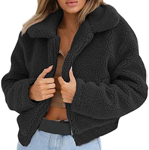 Ženska jakna od umjetnog krzna čvrsta jakna s kapuljačom toplo podstavljeno nejasno mrmljavi parks zima bijela crna debela kardigan